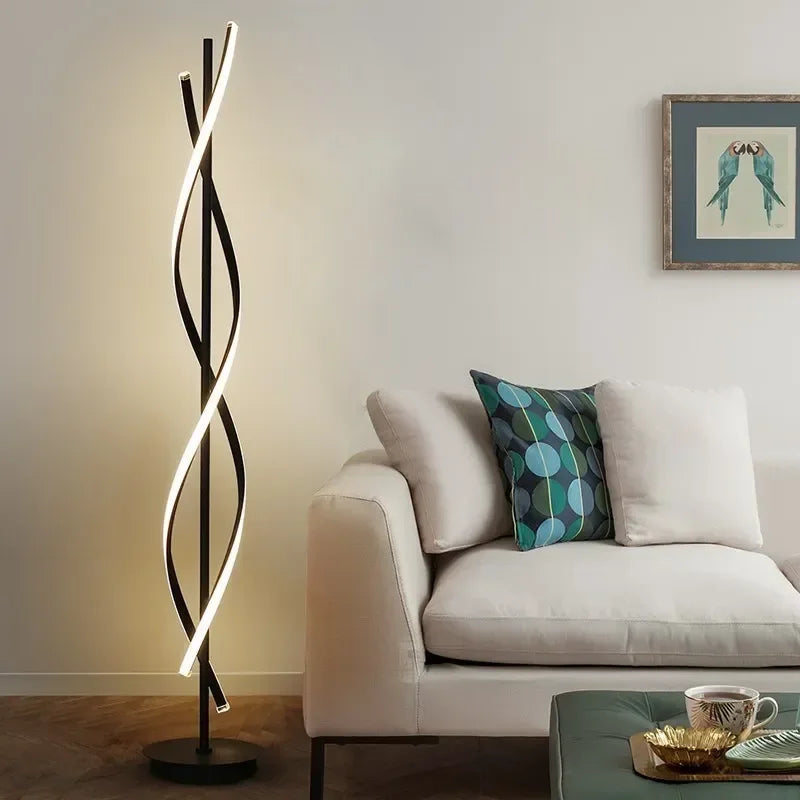 Lampadaire salon LED spirale entrelacée Maison de la Lumière