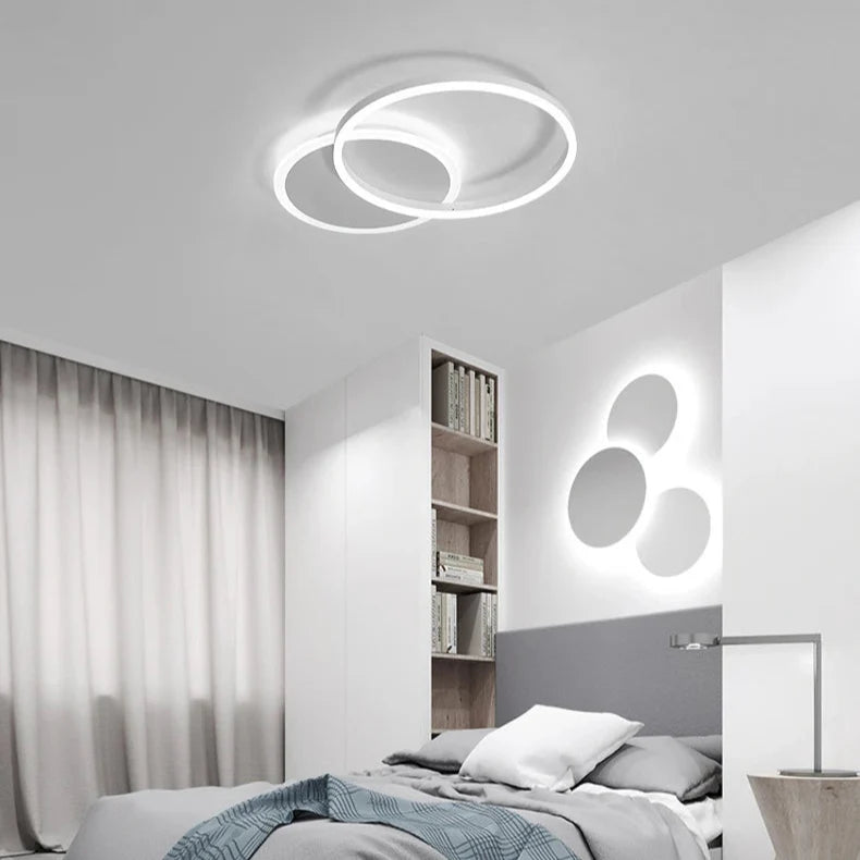 Plafonnier scandinave blanc LED 2 cercles Maison de la Lumière