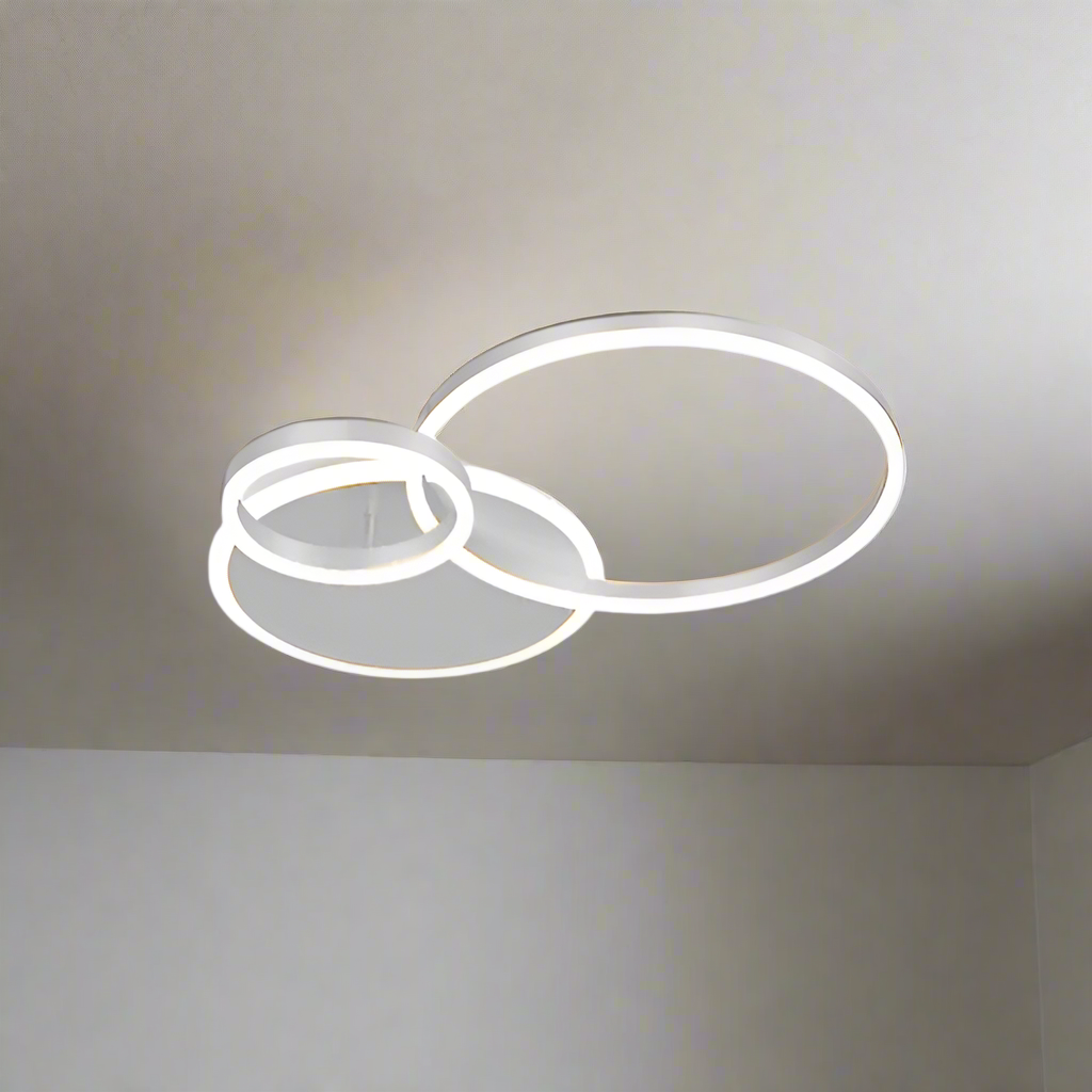 Plafonnier scandinave blanc LED 3 cercles Maison de la Lumière