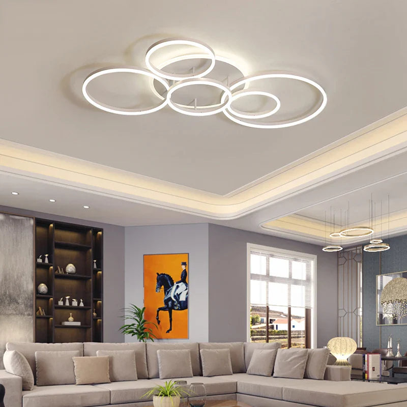 Plafonnier scandinave blanc LED 6 cercles Maison de la Lumière