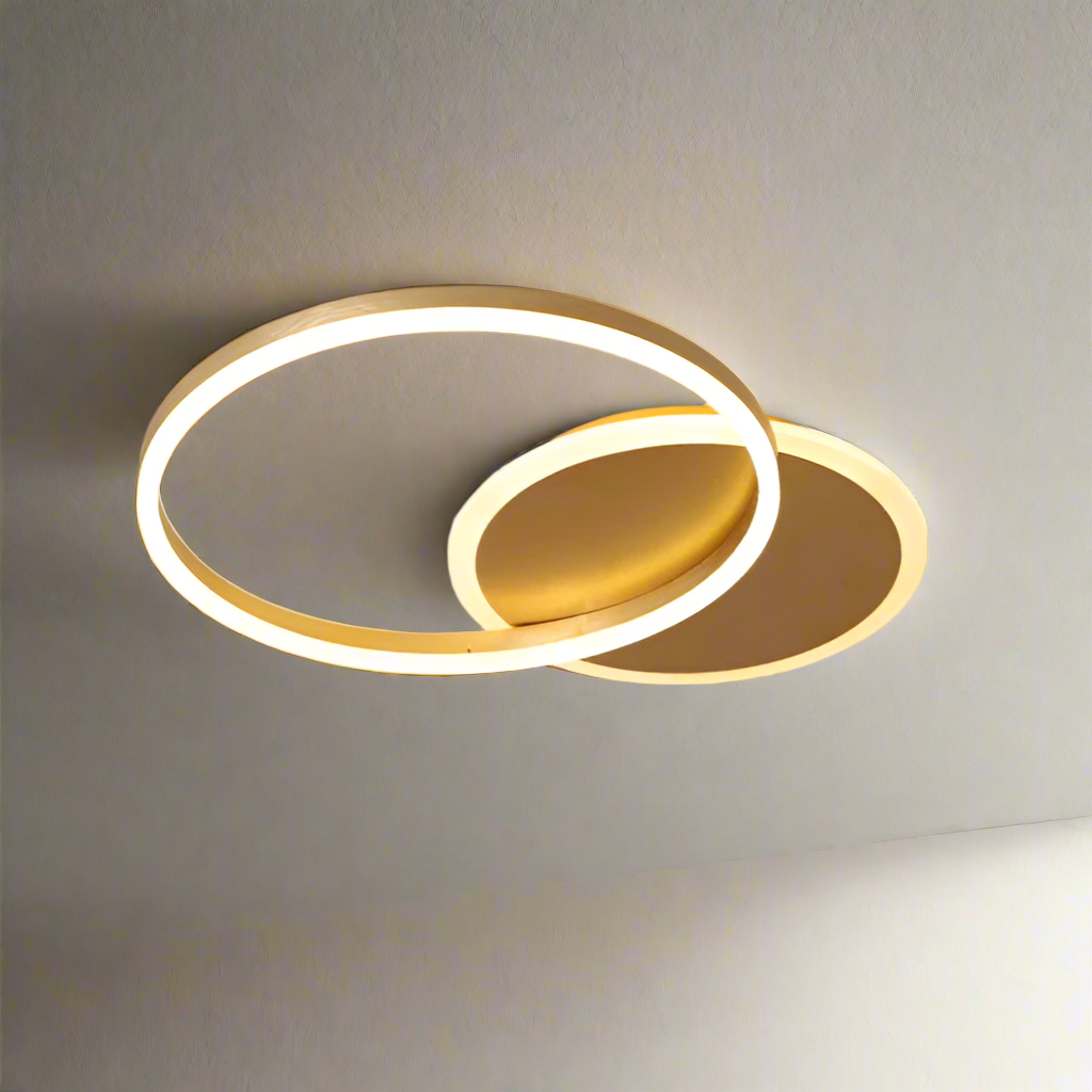 Plafonnier scandinave doré LED 2 cercles Maison de la Lumière