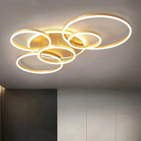 Plafonnier scandinave doré LED 6 cercles Maison de la Lumière