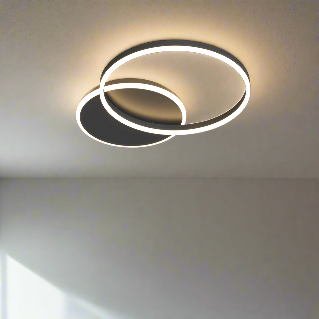 Plafonnier scandinave noir LED 2 cercles Maison de la Lumière