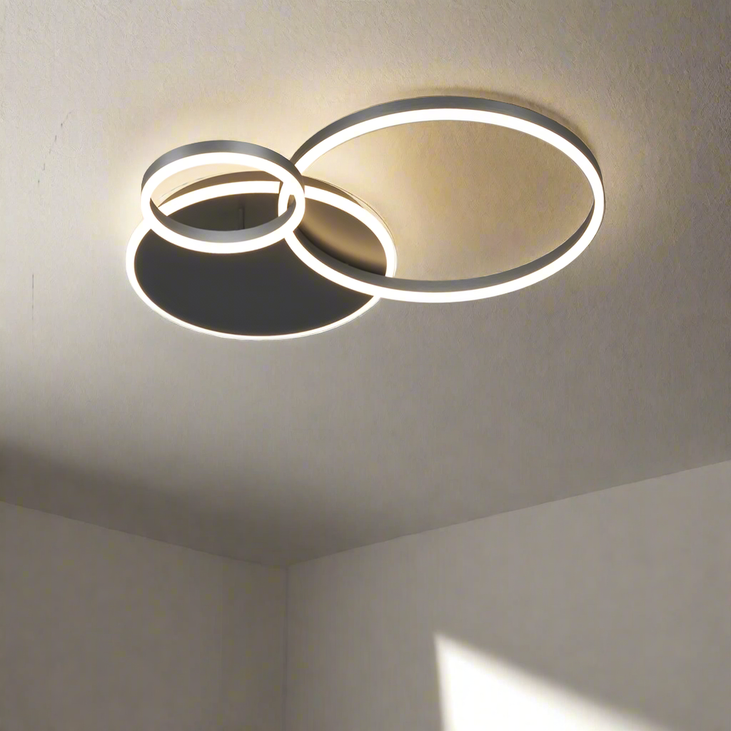 Plafonnier scandinave noir LED 3 cercles Maison de la Lumière