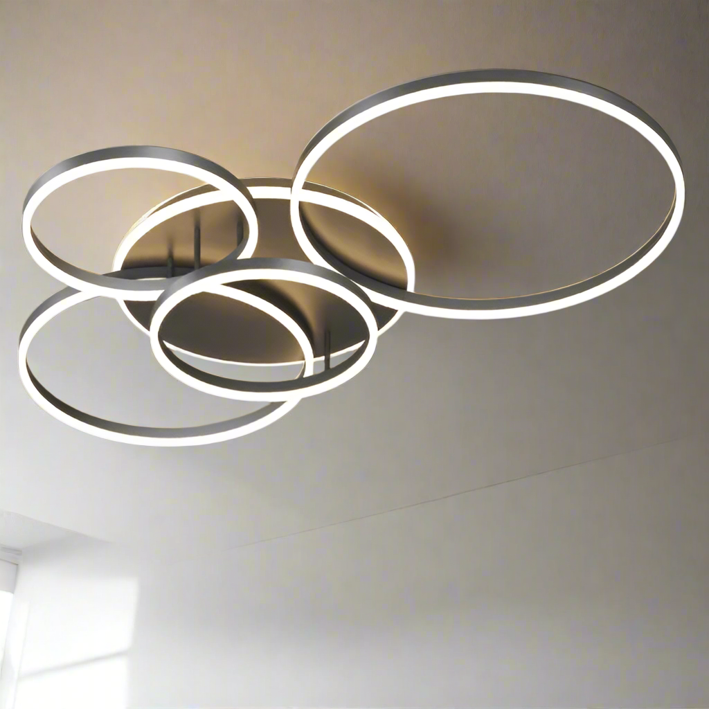 Plafonnier scandinave noir LED 5 cercles Maison de la Lumière