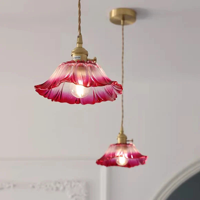 Suspensions vintage fleur en verre Violet / Blanc chaud (3000K) Maison de la Lumière