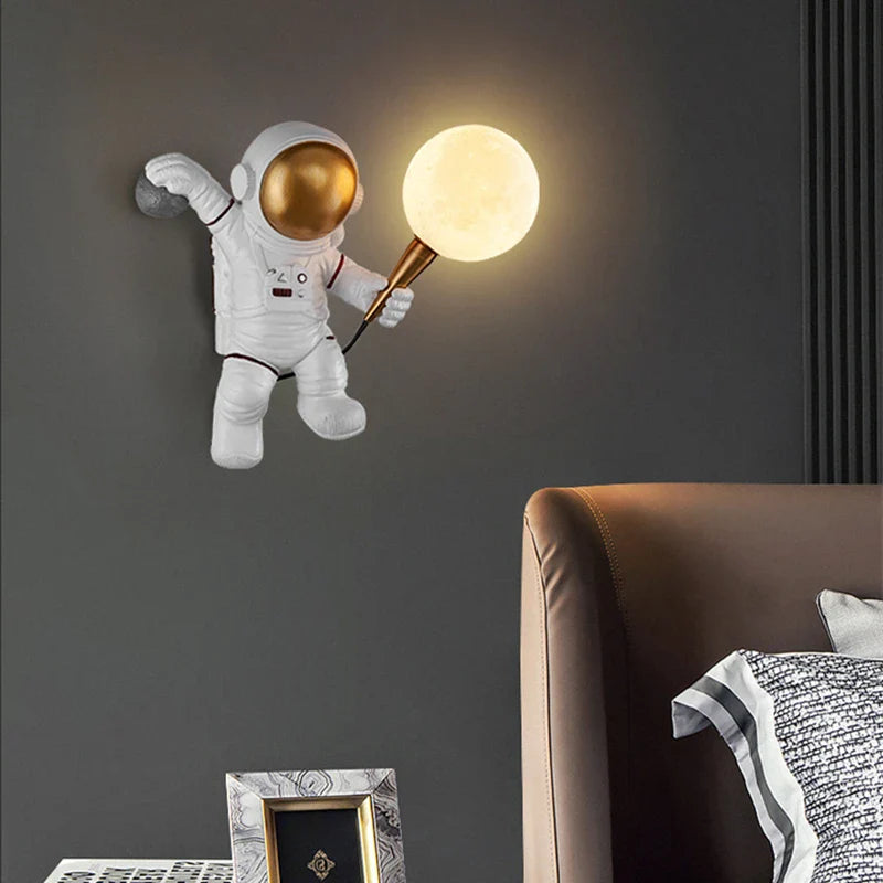 Applique murale LED astronaute et lune pour chambre d'enfant