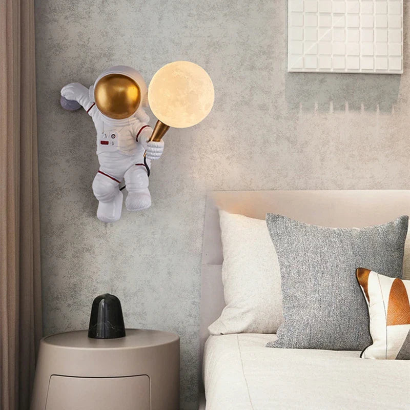 Applique murale LED astronaute et lune pour chambre d'enfant