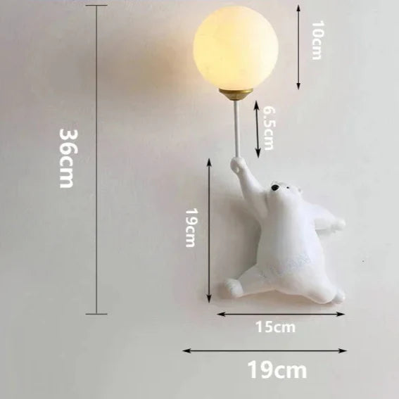 Applique murale LED ours minimaliste pour enfant