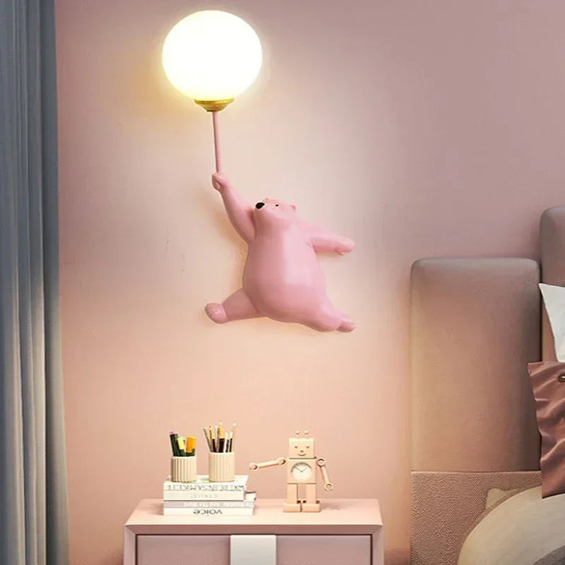 Applique murale LED ours minimaliste pour enfant
