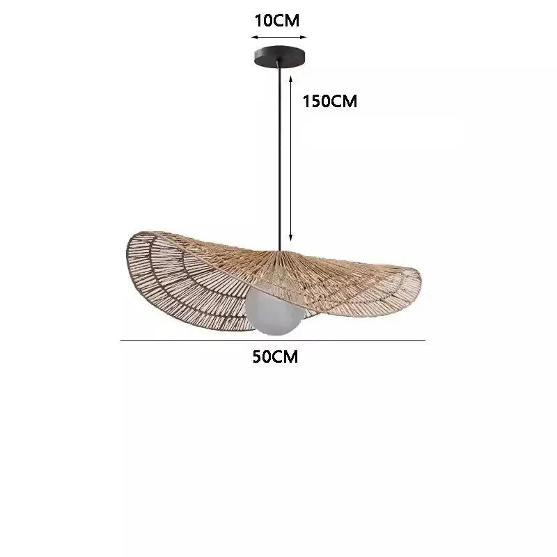 Suspensions de style Wabi-sabi en rotin soucoupe
