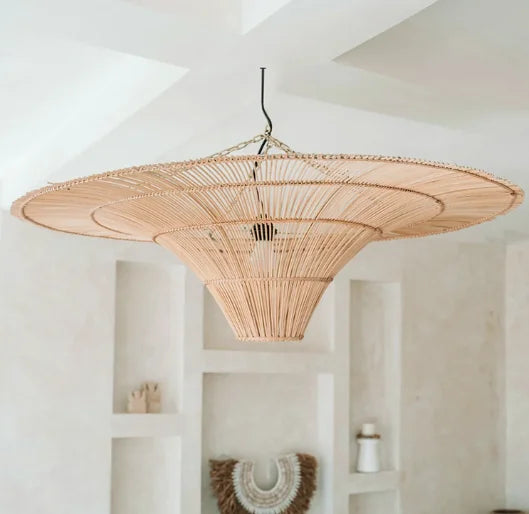 Suspension japonaise en rotin Wabi Sabi pour salon