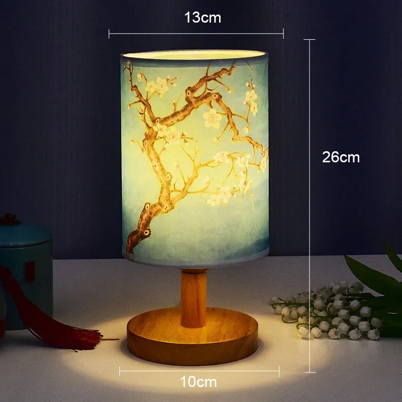Lampe de table LED carrée décorative fleur de prunier