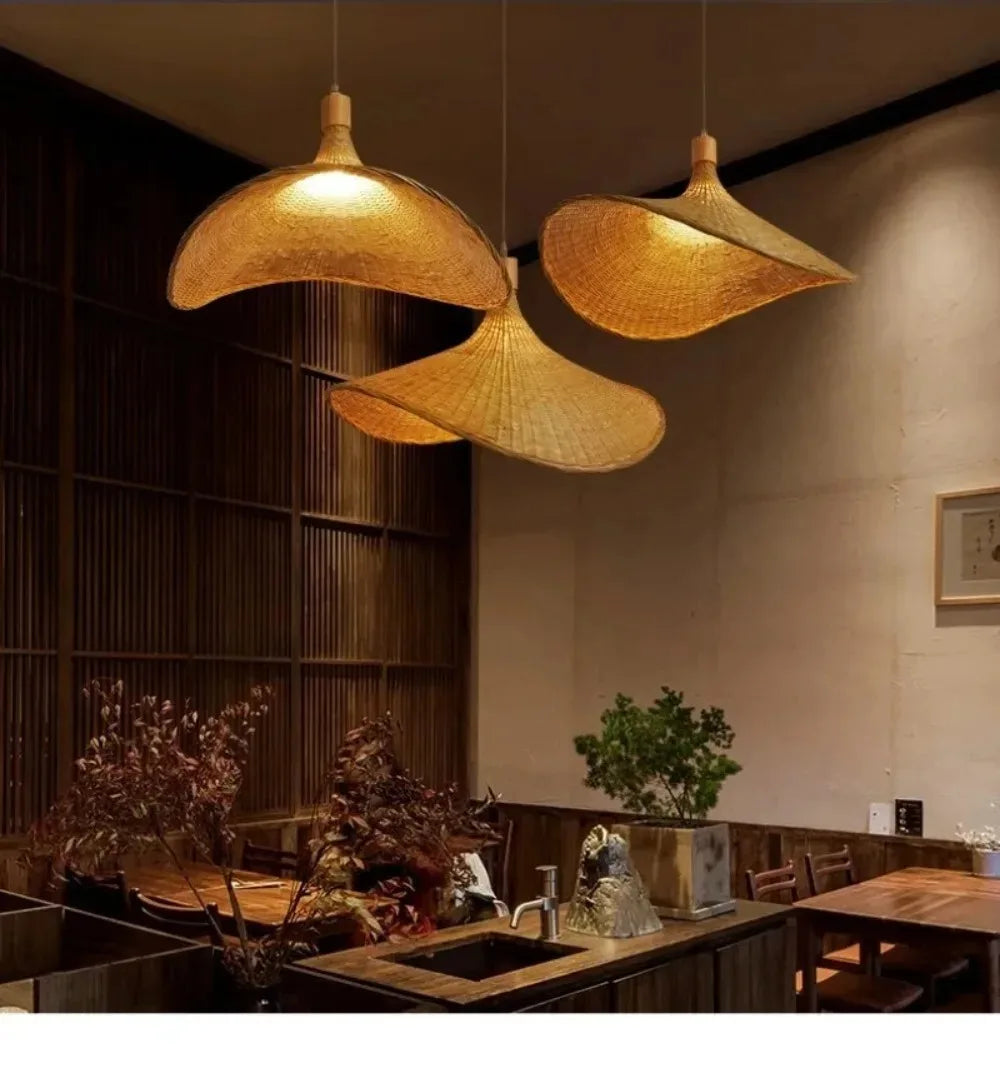 Suspension en rotin style chinois pour salle à manger