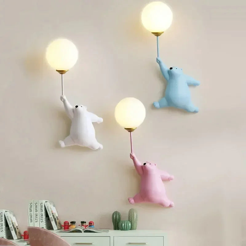 Applique murale LED ours minimaliste pour enfant