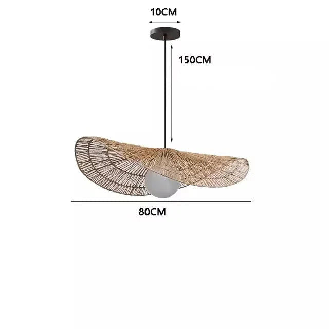 Suspensions de style Wabi-sabi en rotin soucoupe