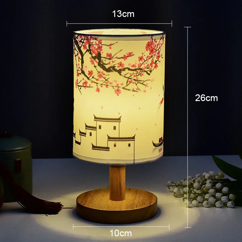 Lampe de table LED carrée décorative fleur de prunier