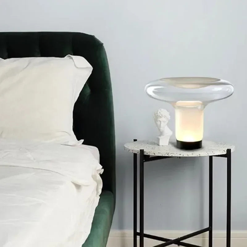 Lampe de chevet moderne et simple forme de champignon en verre