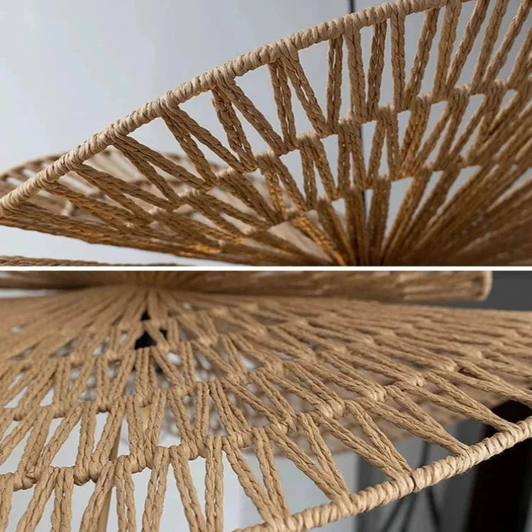 Suspensions de style Wabi-sabi en rotin soucoupe