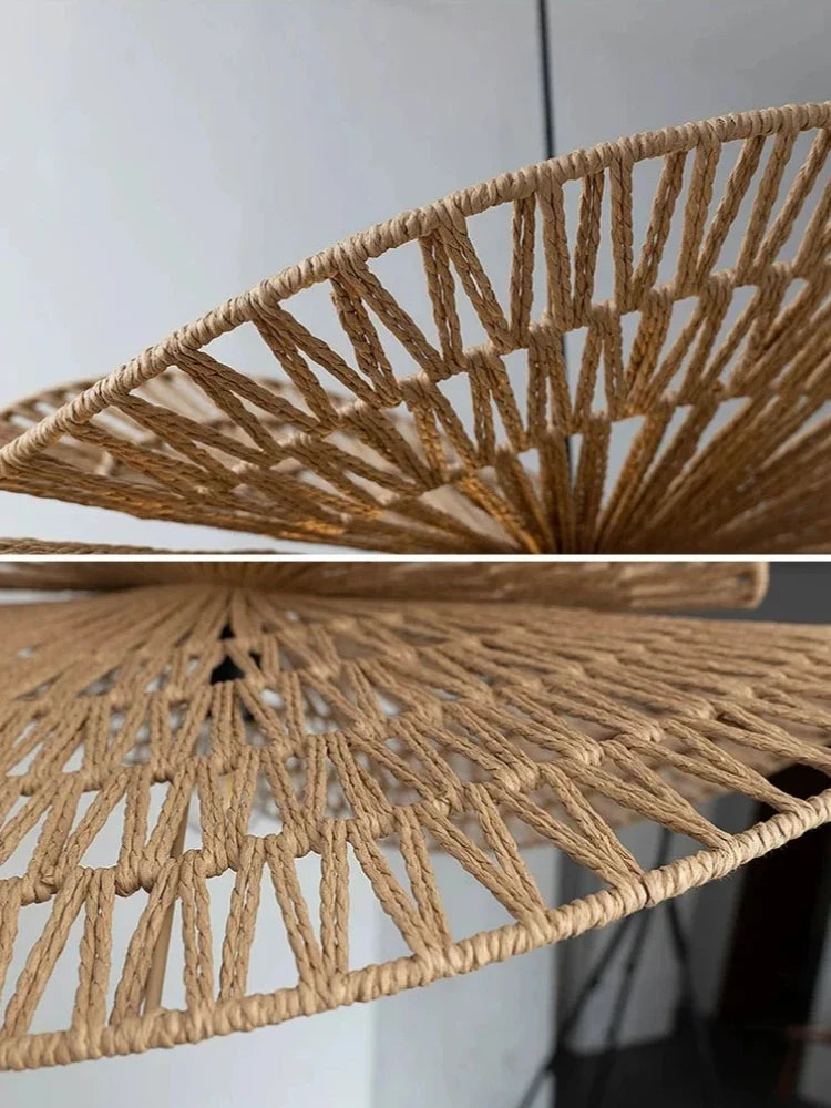 Suspensions de style Wabi-sabi en rotin tissé à la main