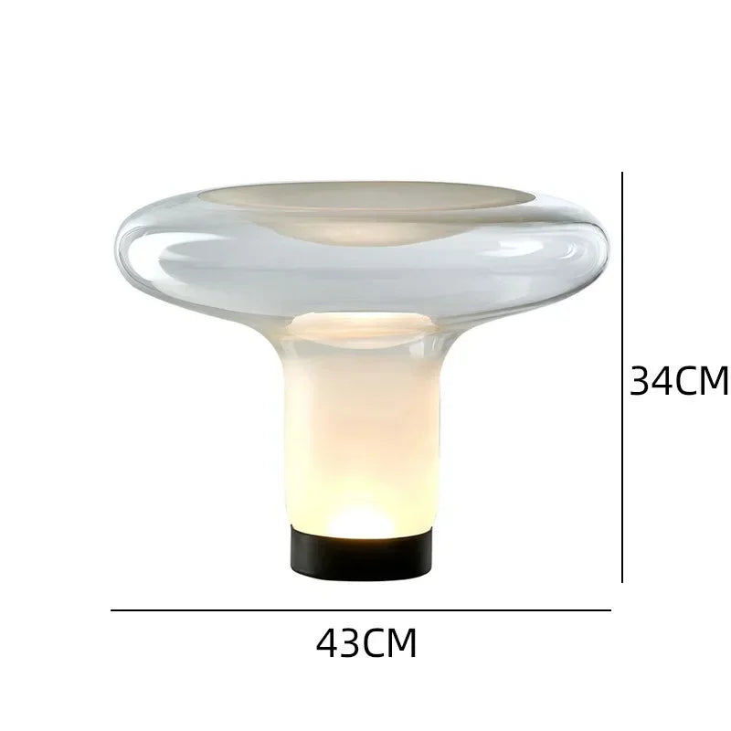 Lampe de chevet moderne et simple forme de champignon en verre