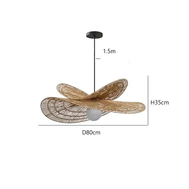 Suspensions de style Wabi-sabi en rotin tissé à la main