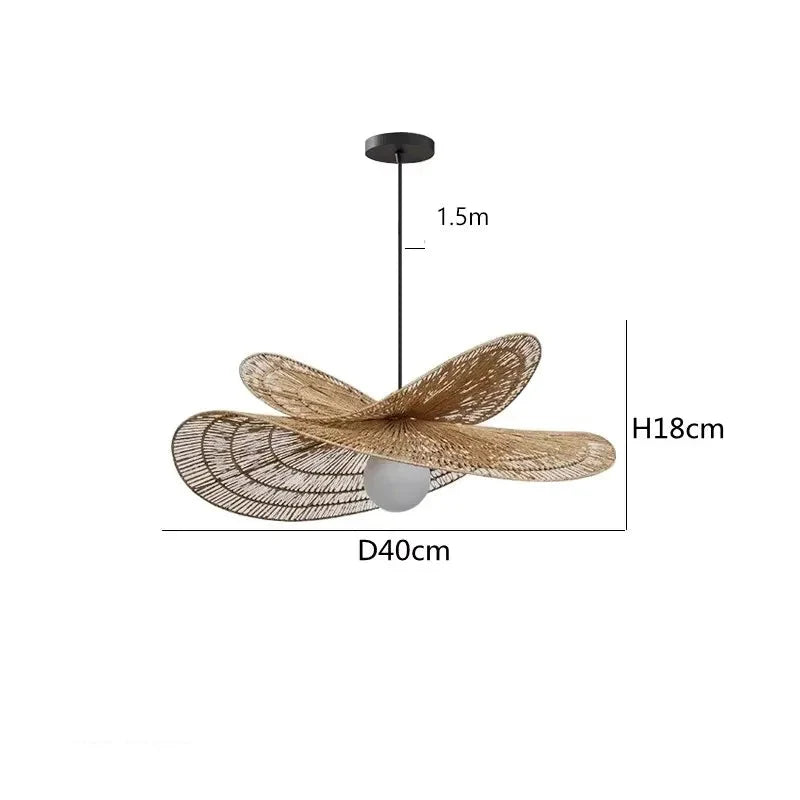 Suspensions de style Wabi-sabi en rotin tissé à la main