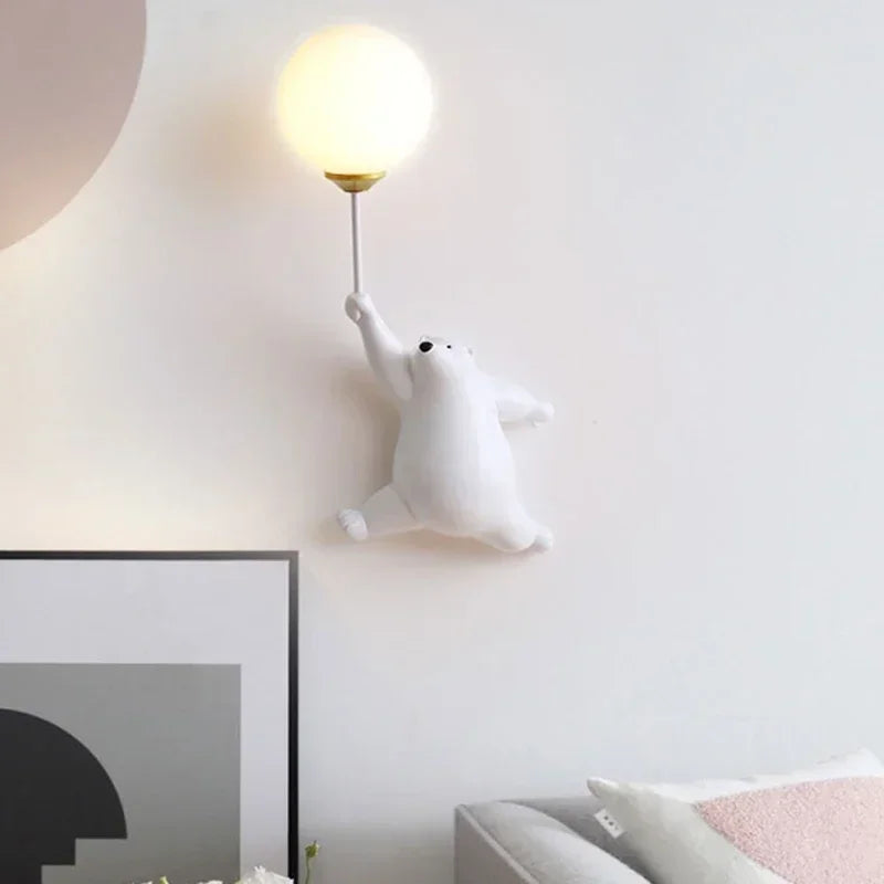Applique murale LED ours minimaliste pour enfant