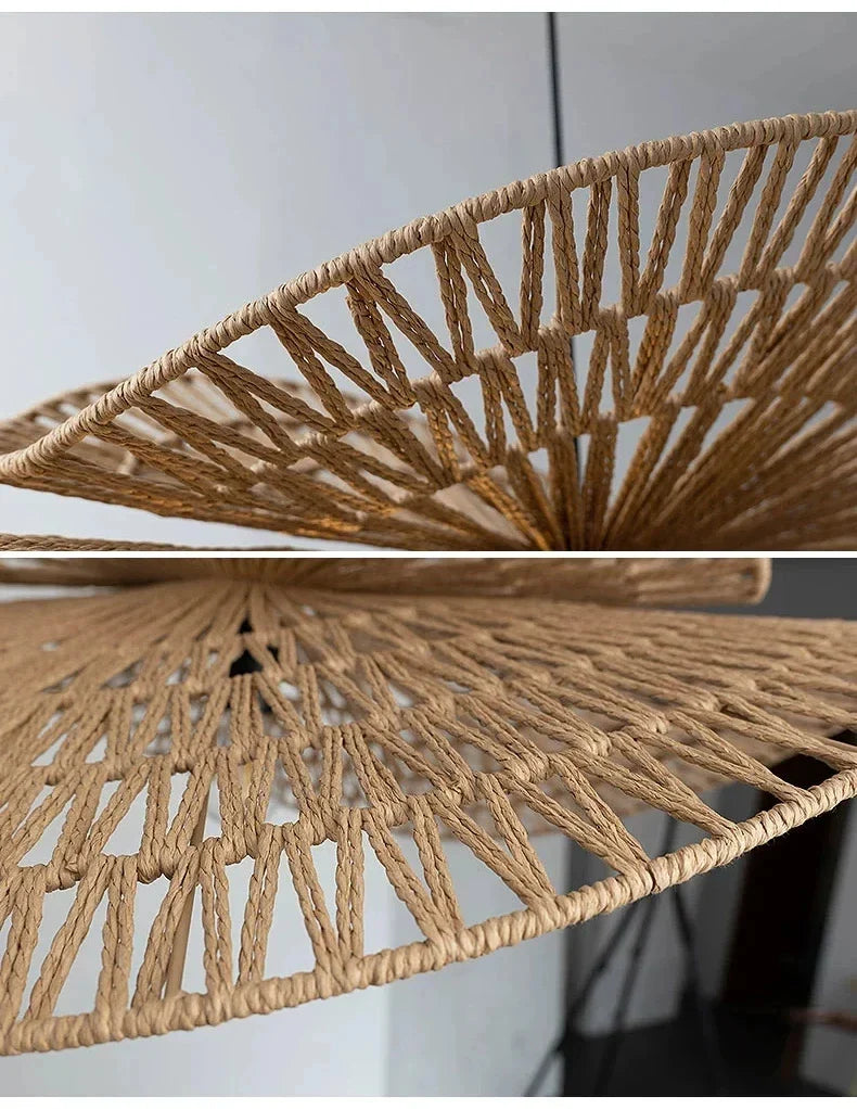 Suspensions de style Wabi-sabi en rotin tissé à la main