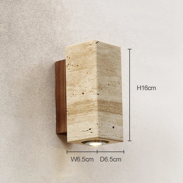 Applique murale en pierre LED Bois / Carré Maison de la Lumière