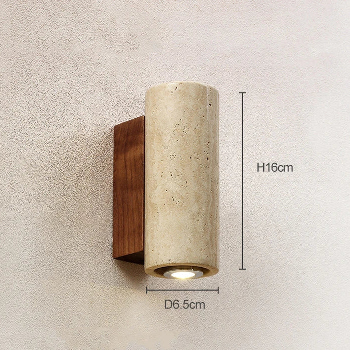 Applique murale en pierre LED Bois / Rond Maison de la Lumière