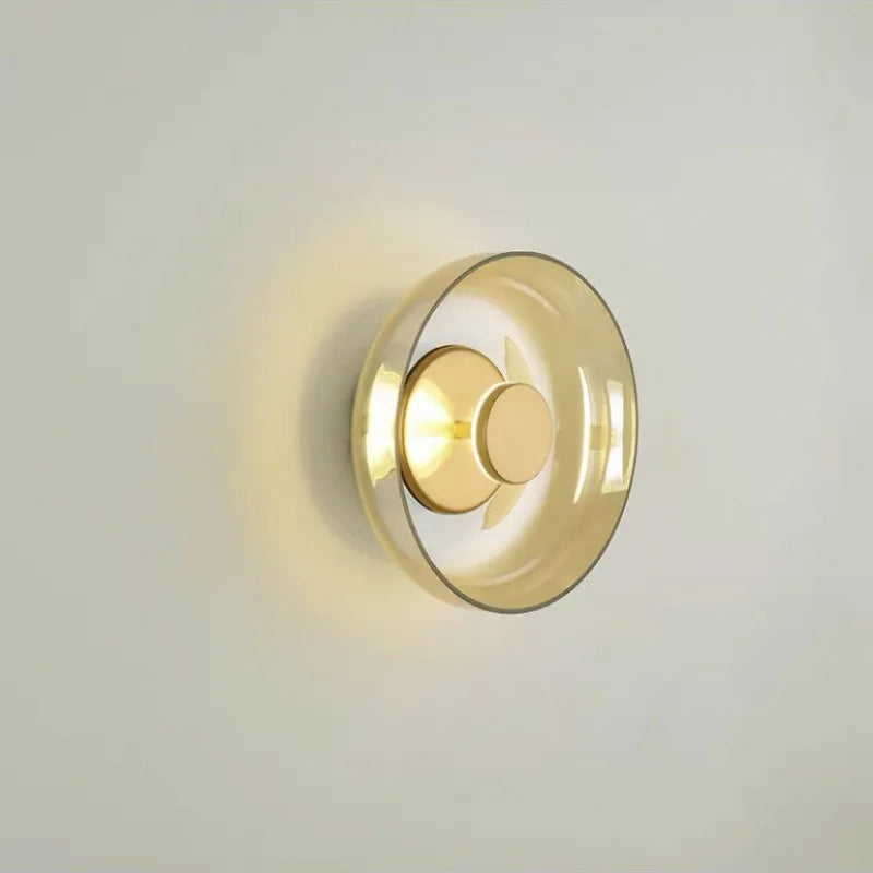Applique murale en verre moderne forme circulaire Ambré / Doré Mon Luminaire™