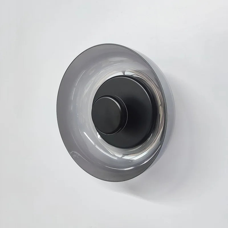 Applique murale en verre moderne forme circulaire Fumé gris / Noir Mon Luminaire™