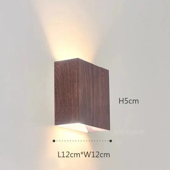 Applique murale moderne carré Bois foncé / Blanc chaud (3000K) Maison de la Lumière