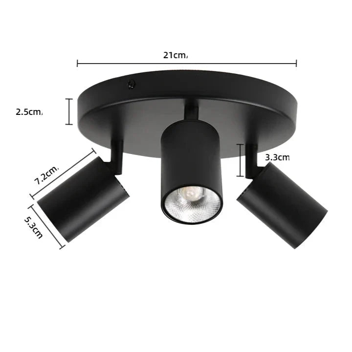 Applique murale / plafonnier spot LED triple rond noir Ampoule lumière chaude Mon Luminaire™
