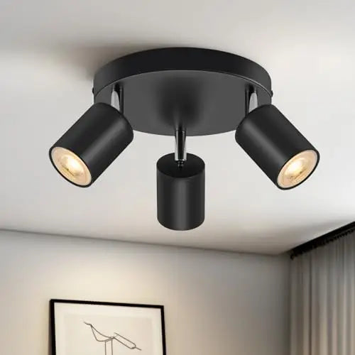 Applique murale / plafonnier spot LED triple rond noir Mon Luminaire™
