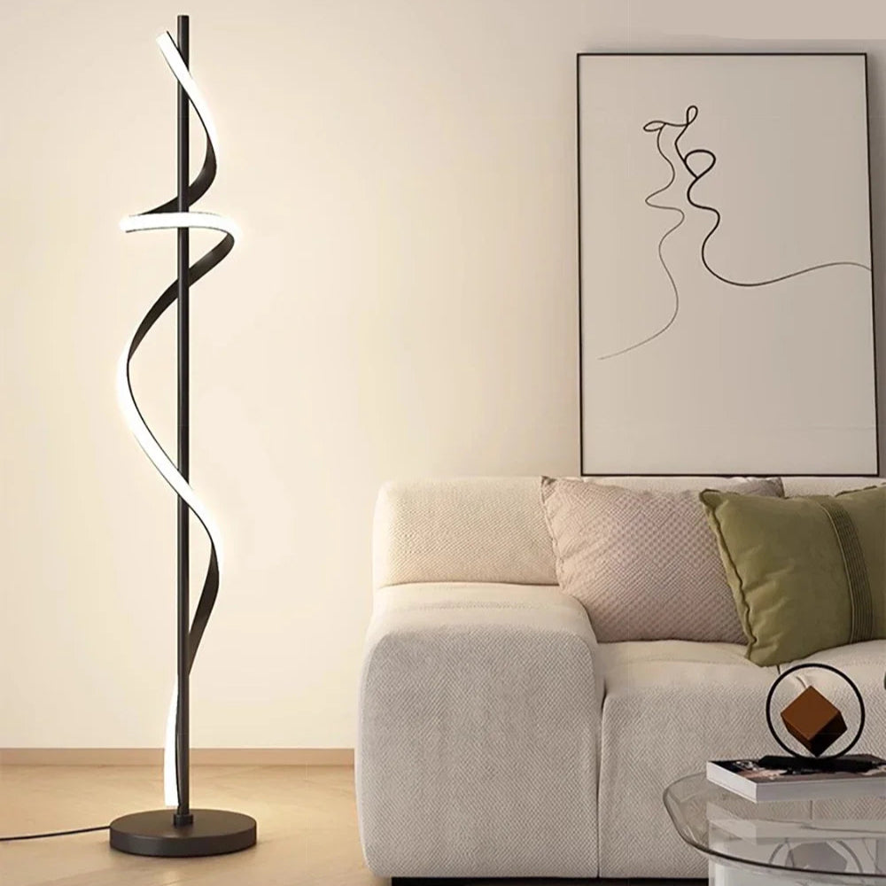 Lampadaire contemporain LED spirale torsadée Maison de la Lumière