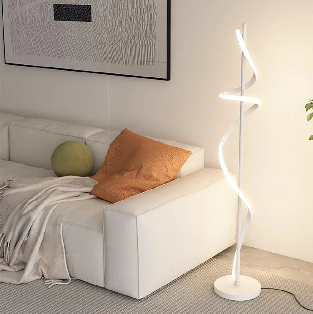 Lampadaire contemporain LED spirale torsadée Maison de la Lumière