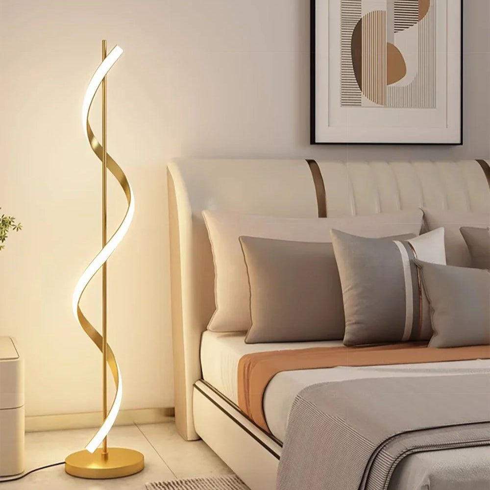 Lampadaire contemporain LED spirale torsadée Maison de la Lumière
