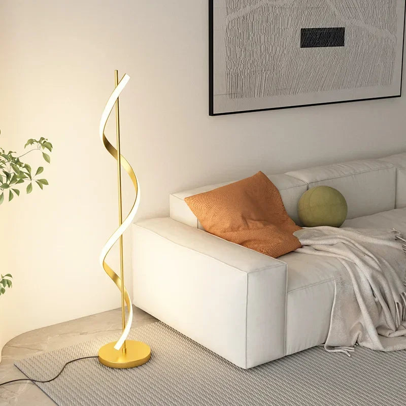 Lampadaire contemporain LED spirale torsadée Maison de la Lumière