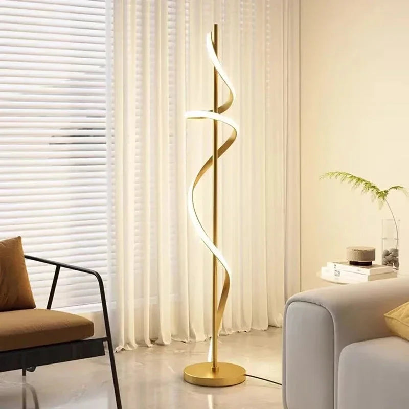 Lampadaire contemporain LED spirale torsadée Maison de la Lumière