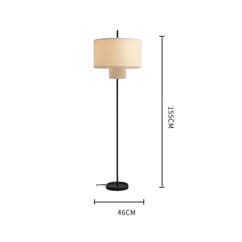 Lampadaire de salon en tissu Wabi-sabi design chinois 155cm / Blanc froid (6000K) Mon Luminaire™