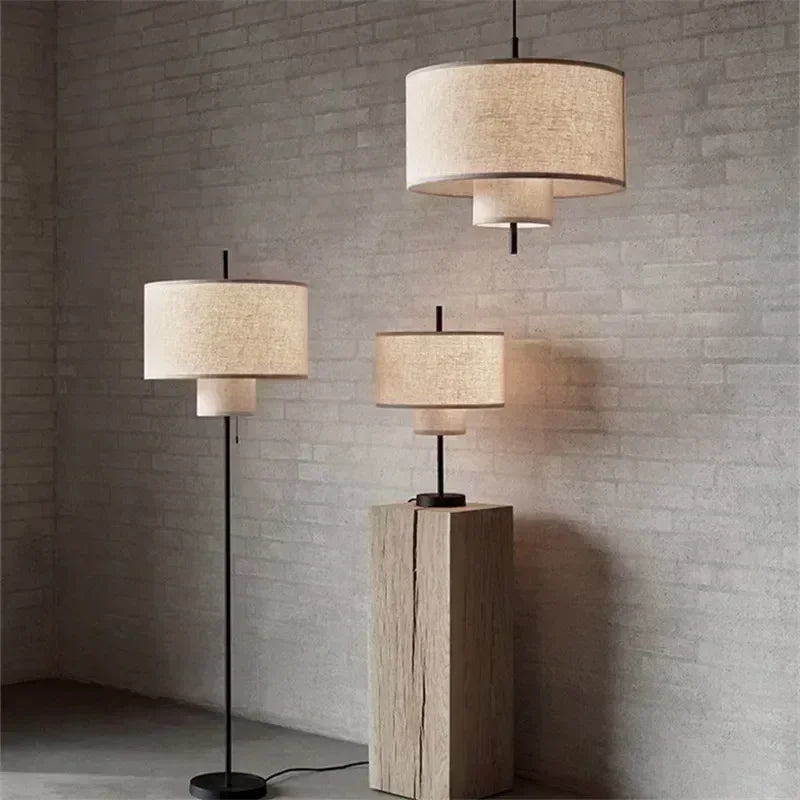 Lampadaire de salon en tissu Wabi-sabi design chinois Mon Luminaire™