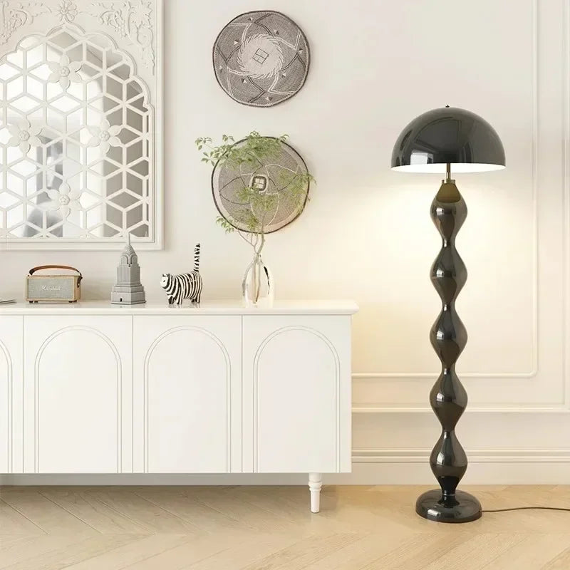 Lampadaire design rétro colonne ondulée Noir / Tricolore Maison de la Lumière
