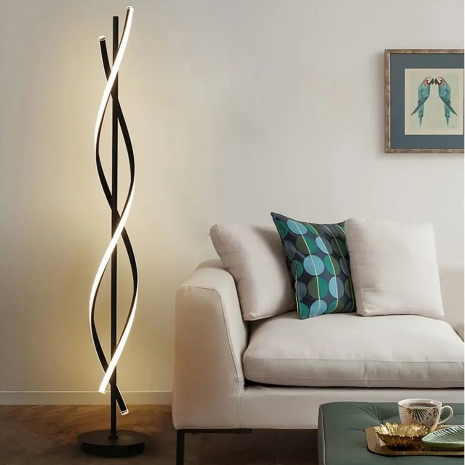Lampadaire salon LED spirale entrelacée Maison de la Lumière