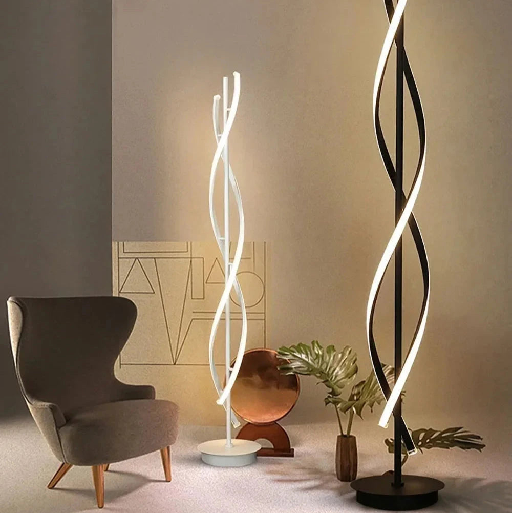 Lampadaire salon LED spirale entrelacée Maison de la Lumière