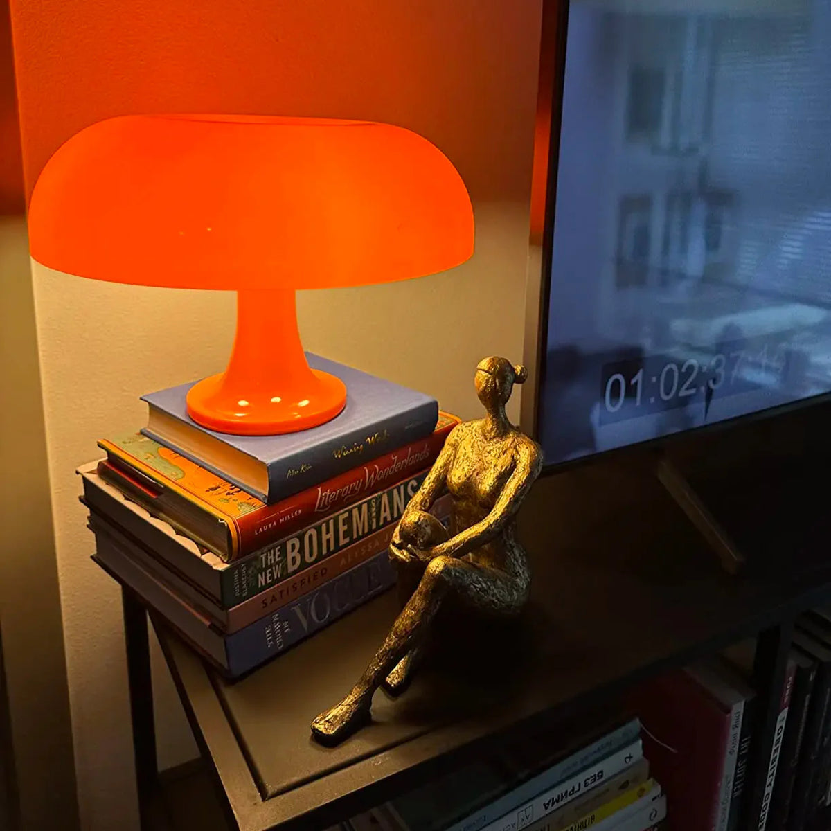 Lampe de chevet champignon retro orange Maison de la Lumière