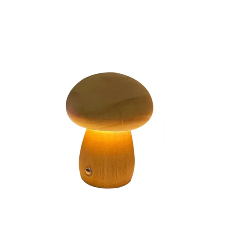 Lampe de table LED champignon en bois Beige Mon Luminaire™