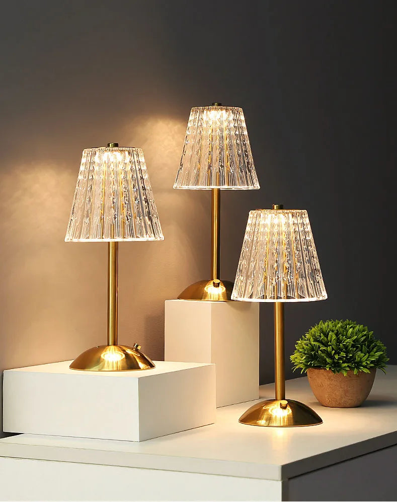 Lampe de table LED rétro en cristal Maison de la Lumière