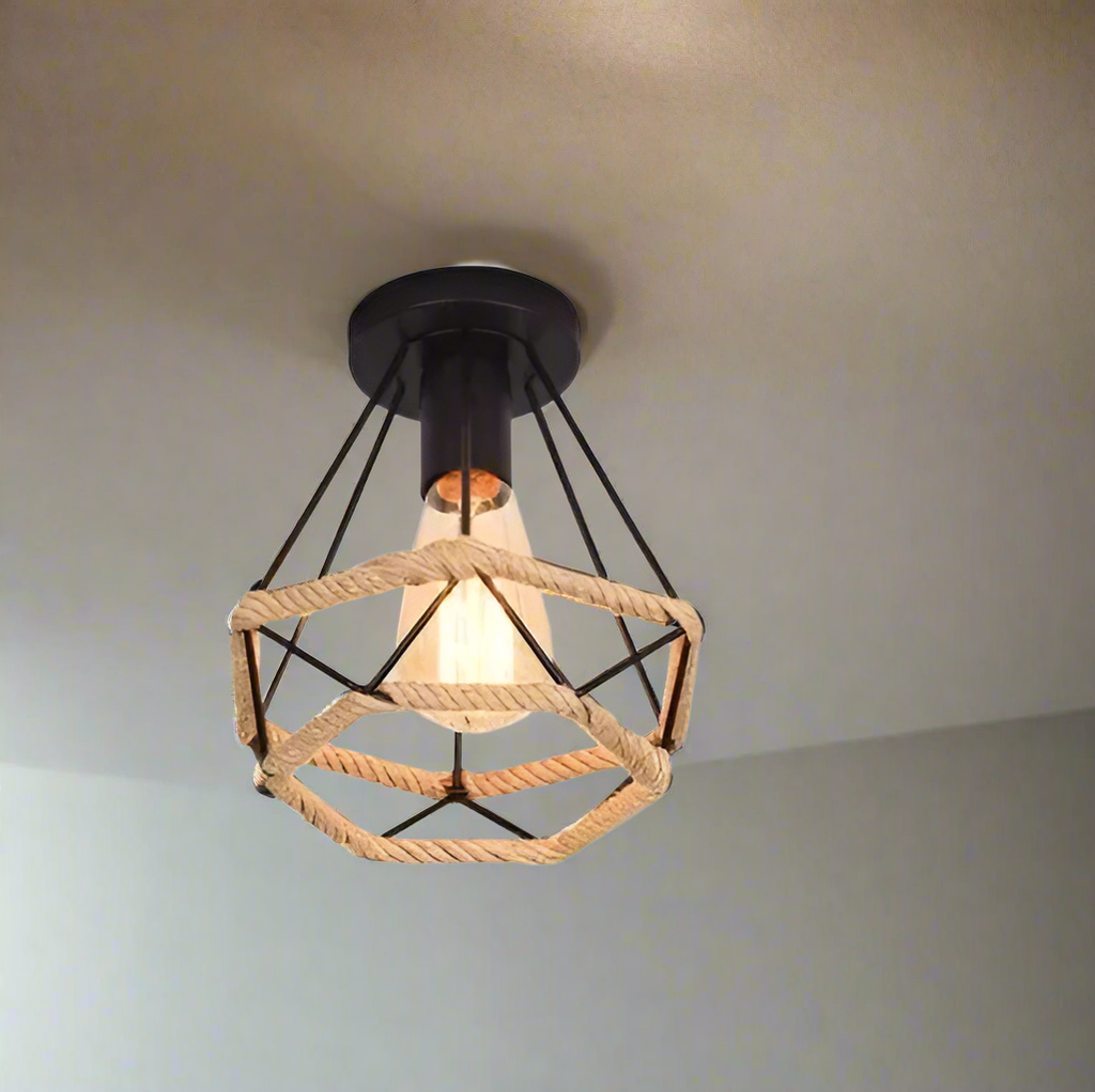 Luminaire industriel plafonnier avec cordage Noir Mon Luminaire™